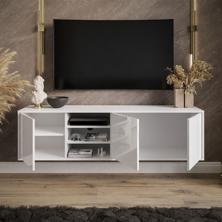 Szafka RTV SANAYI wisząca biały połysk