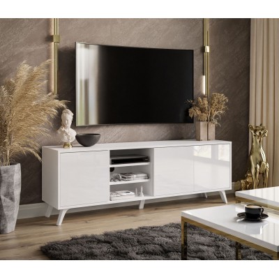 Szafka RTV SANAYI III na nóżkach biały połysk