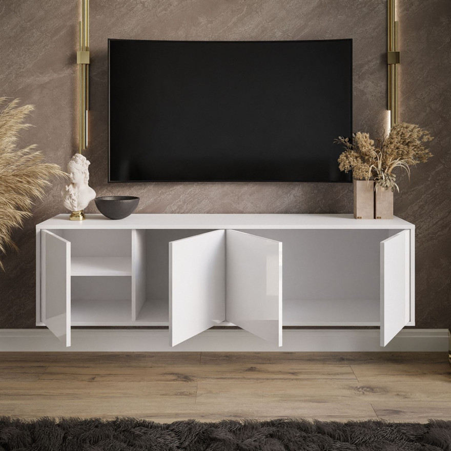 Szafka RTV SANAYI wisząca biały połysk