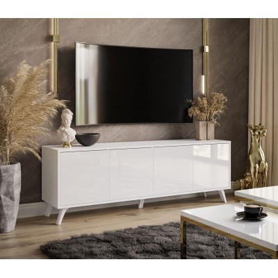 Szafka RTV SANAYI III na nóżkach biały połysk