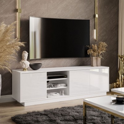 Szafka RTV SANAYI V z półkami biały połysk