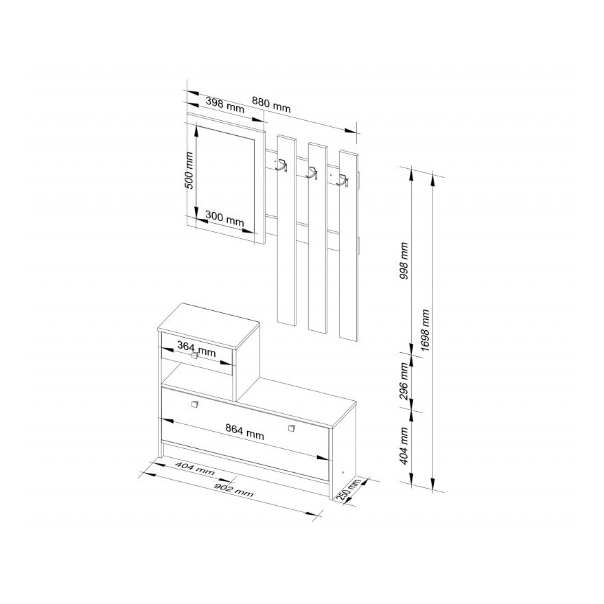 Garderoba AVINIO z lustrem