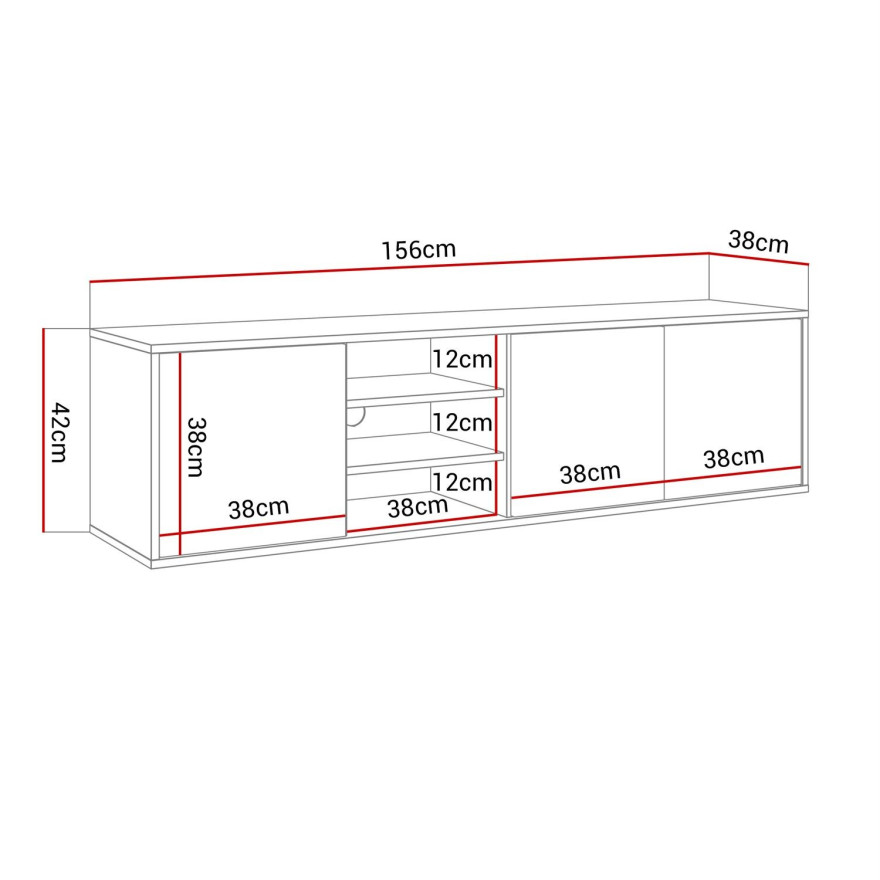 Szafka RTV SANAYI wisząca biały połysk