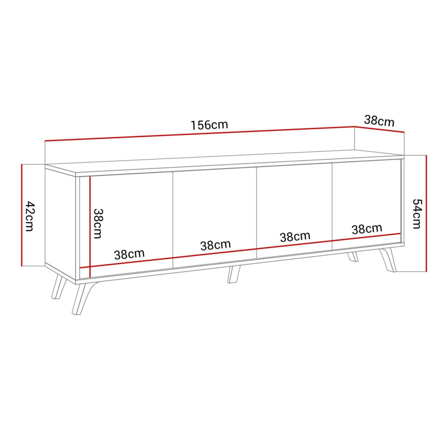 Szafka RTV SANAYI III na nóżkach biały połysk