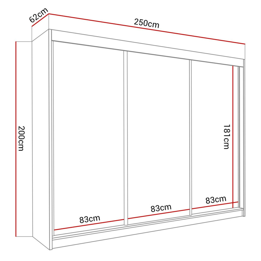 Szafa przesuwna trzydrzwiowa DELMA III 250 cm