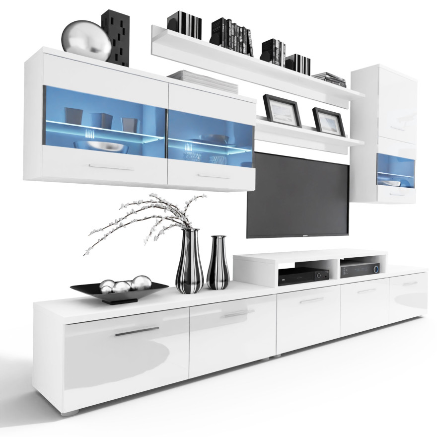 Meblościanka BETA wysoki połysk oświetlenie LED