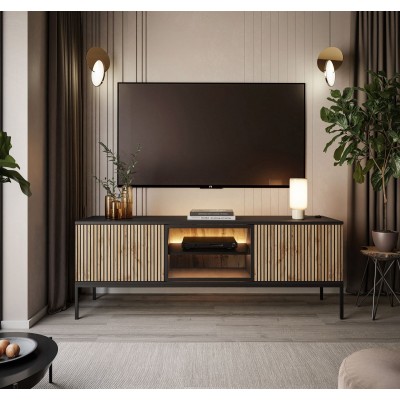 Szafka RTV ECLIPSE RTV154 z oświetleniem czarny dąb wotan