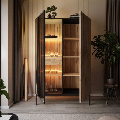 Witryna wysoka ECLIPSE WTSZ104 czarny dąb wotan Witryna wysoka ECLIPSE WTSZ104 czarny dąb wotan