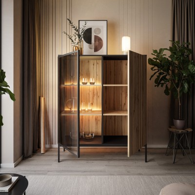 Witryna wysoka ECLIPSE WT104 czarny dąb wotan