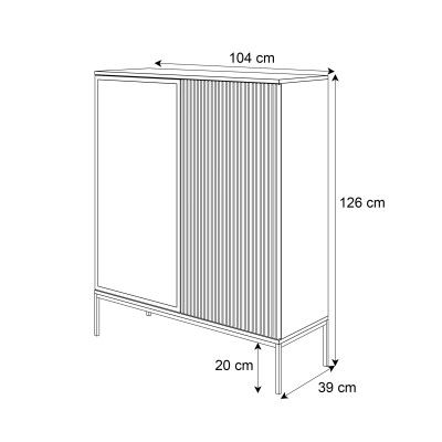 Witryna wysoka ECLIPSE WT104 czarny dąb wotan