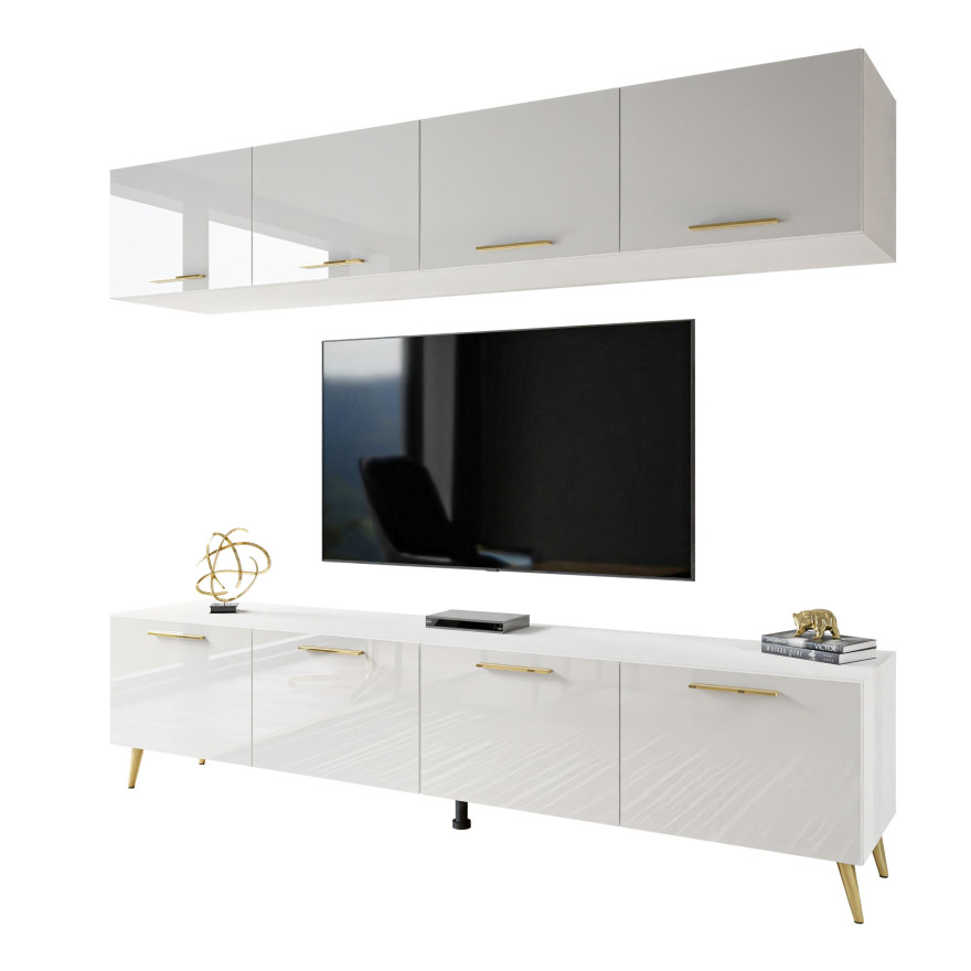 Meblościanka AURA z uchwytami biały połysk