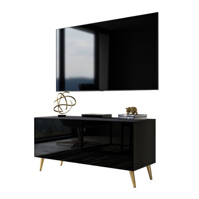 Szafka RTV AURA 100 czarny wysoki połysk