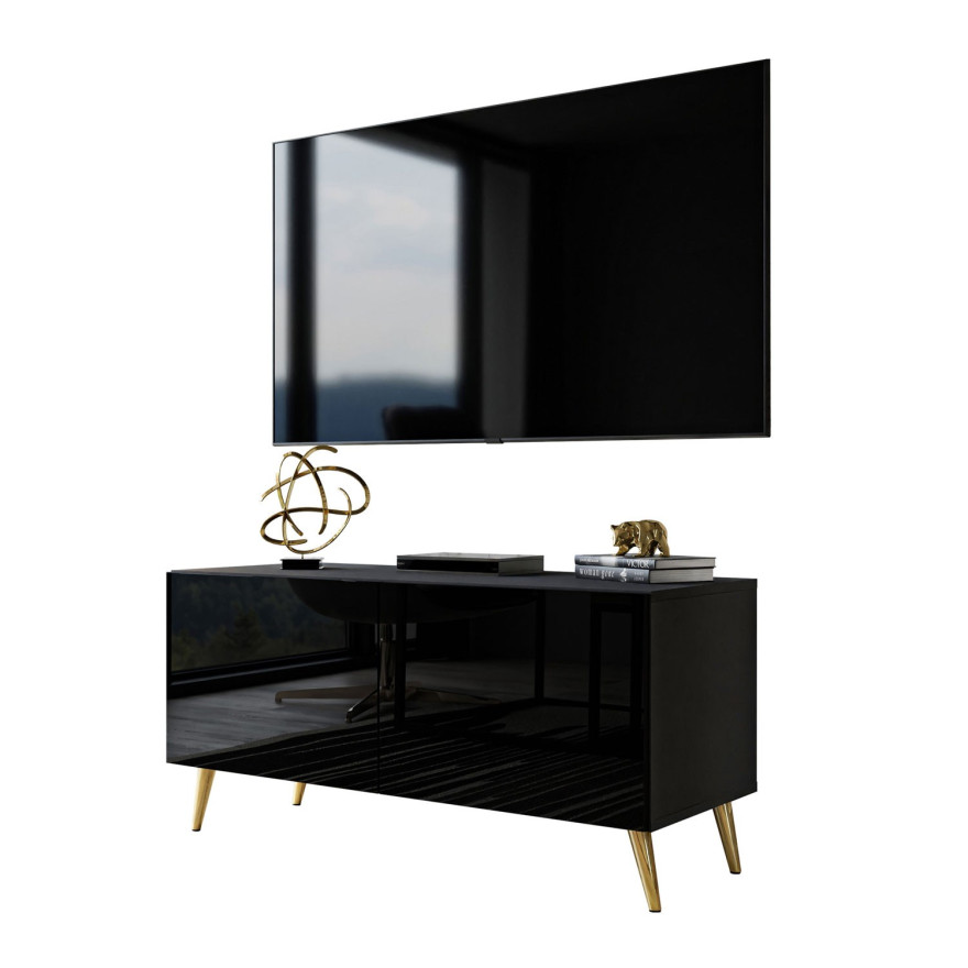 Szafka RTV AURA 100 czarny wysoki połysk