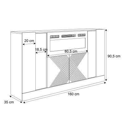 Komoda CAMINO z kominkiem elektrycznym i oświetleniem Komoda CAMINO z kominkiem elektrycznym i oświetleniem