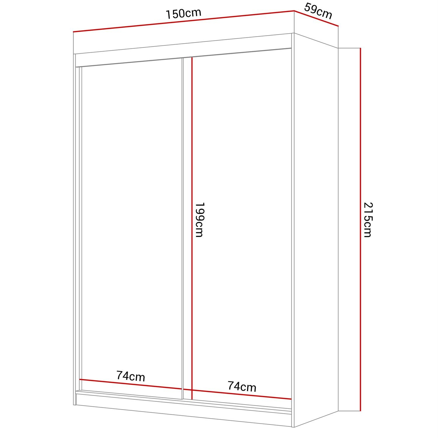 Szafa przesuwna CAMARO III z lustrem 150 cm