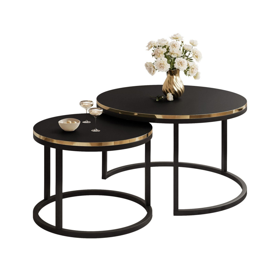 Okrągły stolik kawowy SOLEIL 2w1 czarny mat Okrągły stolik kawowy SOLEIL 2w1 czarny mat