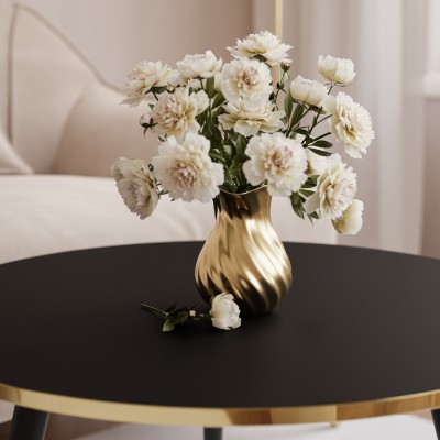 Okrągły stolik kawowy SOLEIL 2w1 czarny mat