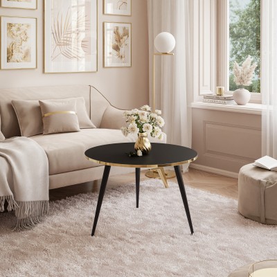 Okrągły stolik kawowy SOLEIL 2w1 czarny mat