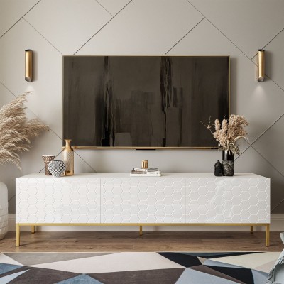 Szafka RTV HEKSAGON na złotych nogach