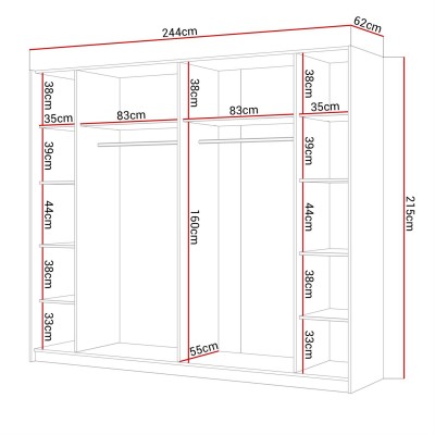 Szafa przesuwna AURA PLUS biały połysk z nadstawką Szafa przesuwna AURA PLUS biały połysk z nadstawką