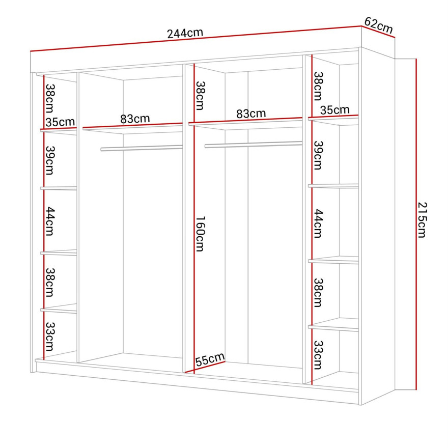 Szafa przesuwna AURA PLUS biały połysk z nadstawką Szafa przesuwna AURA PLUS biały połysk z nadstawką