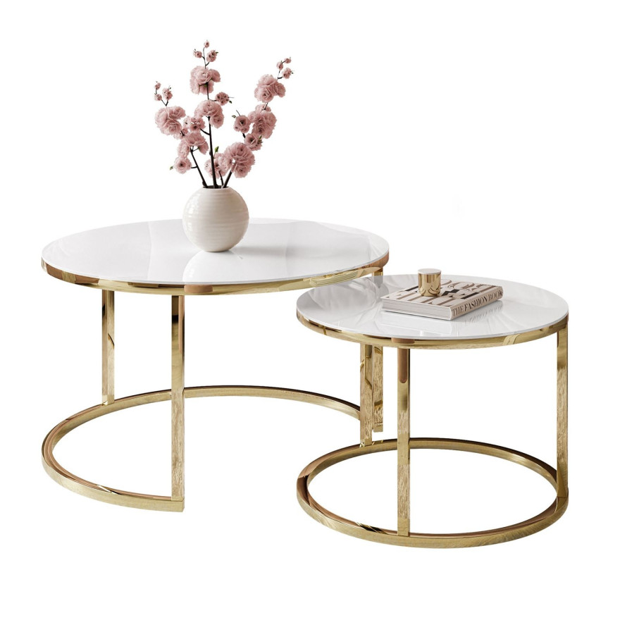 Ława okrągła CIRI CHROM 2w1 złoty chrom