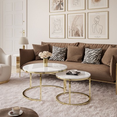 Ława okrągła CIRI CHROM 2w1 złoty chrom Ława okrągła CIRI CHROM 2w1 złoty chrom