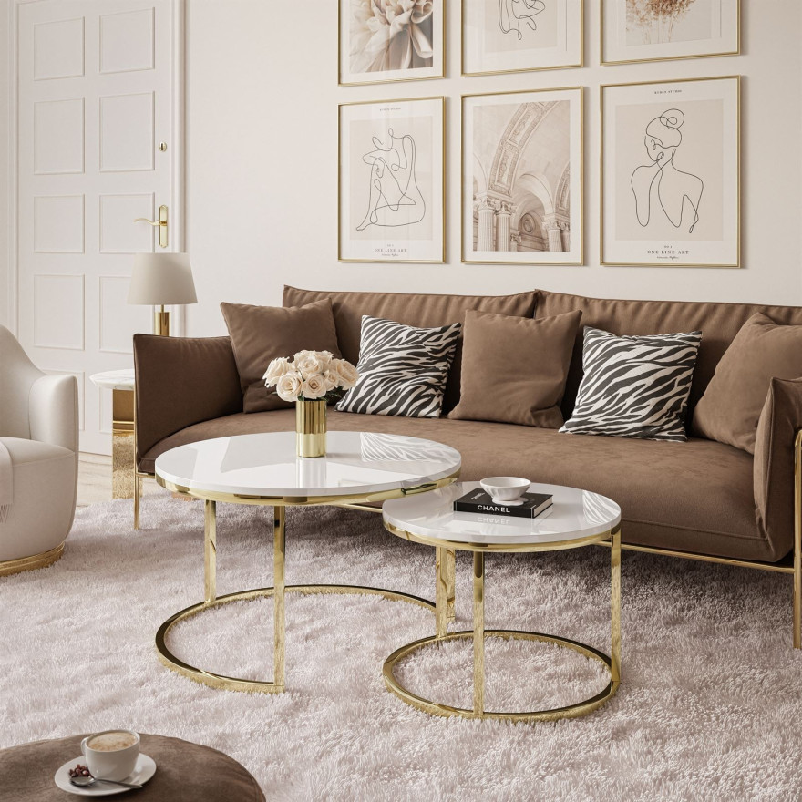 Ława okrągła CIRI CHROM 2w1 złoty chrom Ława okrągła CIRI CHROM 2w1 złoty chrom