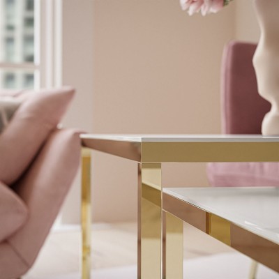 Ława 2w1 YOSHI GLASS złoty chrom