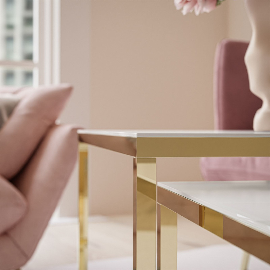 Ława 2w1 YOSHI GLASS złoty chrom