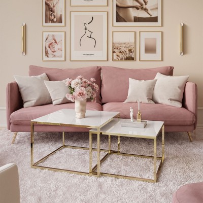 Ława 2w1 YOSHI GLASS złoty chrom