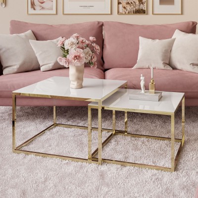 Ława 2w1 YOSHI GLASS złoty chrom