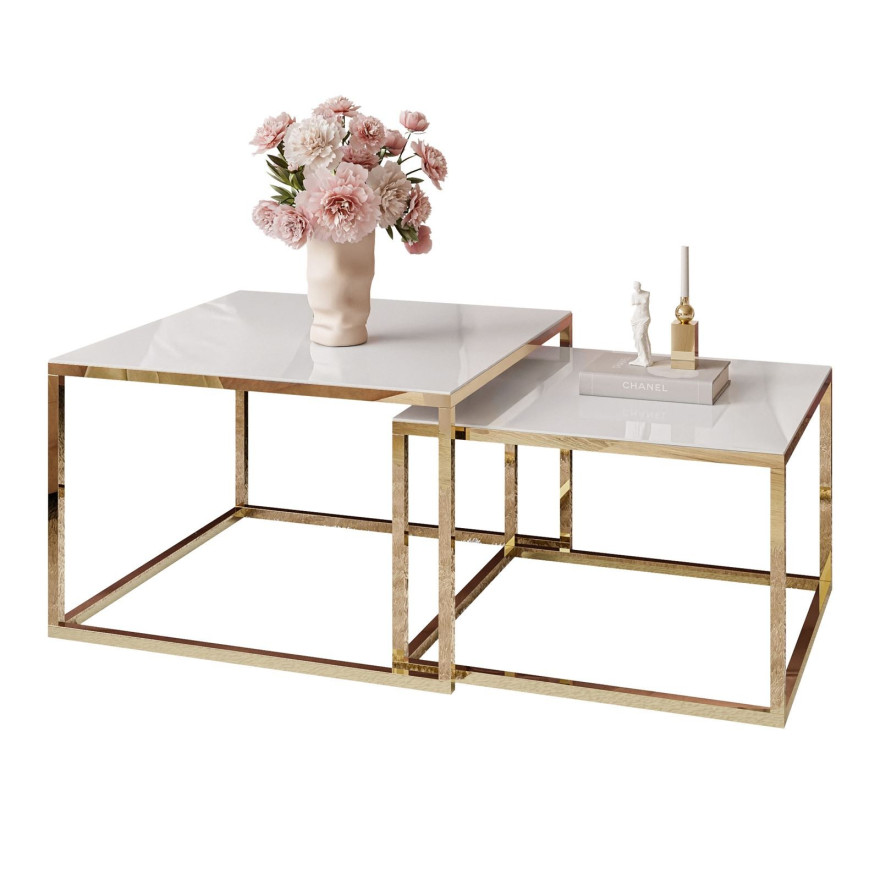 Ława 2w1 YOSHI GLASS złoty chrom