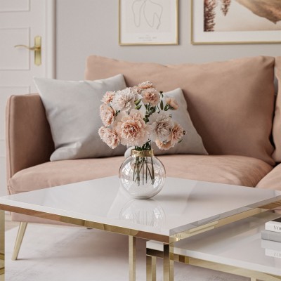 Stolik kawowy 2w1 YOSHI wysoki połysk złoty chrom