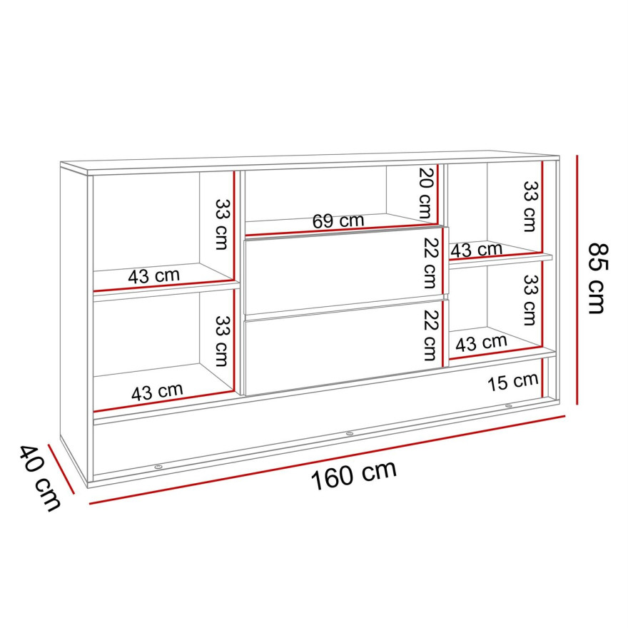 Komoda z szufladami VILIA z wstawką dąb wotan Komoda z szufladami VILIA z wstawką dąb wotan