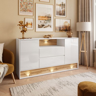 Komoda z szufladami VILIA z wstawką dąb wotan Komoda z szufladami VILIA z wstawką dąb wotan