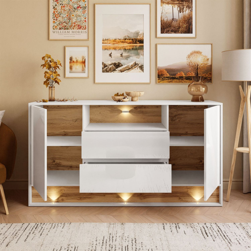 Komoda z szufladami VILIA z wstawką dąb wotan Komoda z szufladami VILIA z wstawką dąb wotan