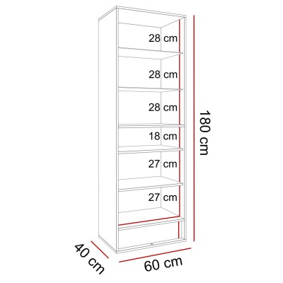 Witryna stojąca VILLA II z wstawką dąb wotan