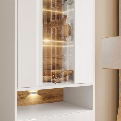 Witryna stojąca VILLA II z wstawką dąb wotan