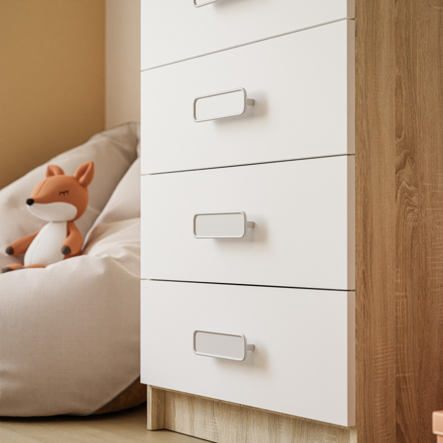 Komoda CHAMPION 5S dąb sonoma biały