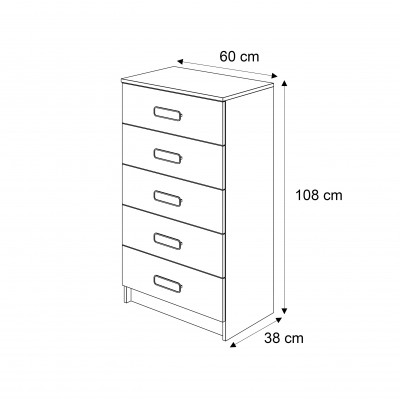 Komoda CHAMPION 5S dąb sonoma biały