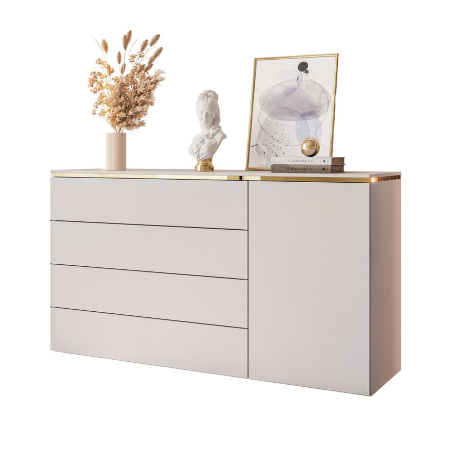 Komoda trzydrzwiowa AURORA z szufladami kaszmir Komoda trzydrzwiowa AURORA z szufladami kaszmir