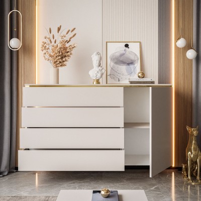 Komoda trzydrzwiowa AURORA z szufladami kaszmir Komoda trzydrzwiowa AURORA z szufladami kaszmir