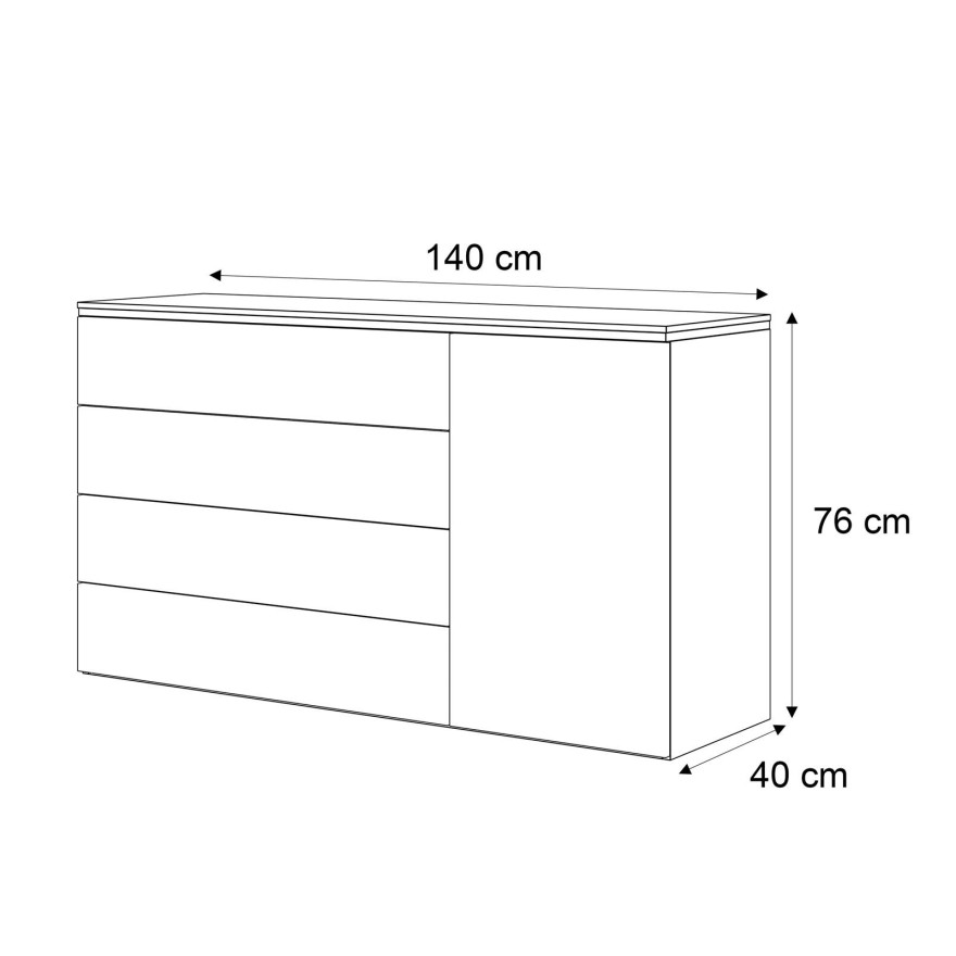 Komoda trzydrzwiowa AURORA z szufladami kaszmir Komoda trzydrzwiowa AURORA z szufladami kaszmir