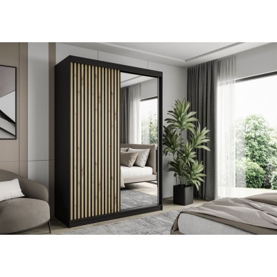 Szafa przesuwna dwudrzwiowa LAINA dąb artisan czarny mat Szafa przesuwna dwudrzwiowa LAINA dąb artisan czarny mat