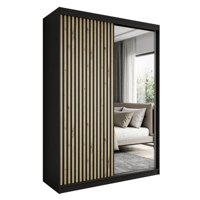 Szafa przesuwna dwudrzwiowa LAINA dąb artisan czarny mat Szafa przesuwna dwudrzwiowa LAINA dąb artisan czarny mat