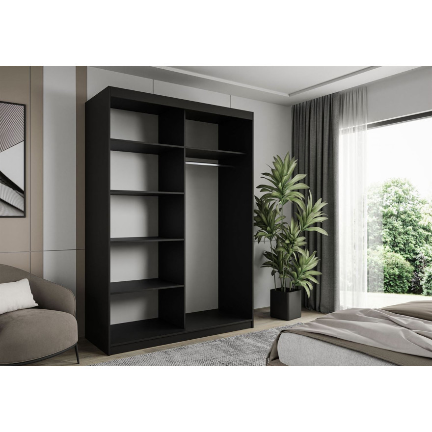 Szafa przesuwna dwudrzwiowa LAINA dąb artisan czarny mat Szafa przesuwna dwudrzwiowa LAINA dąb artisan czarny mat