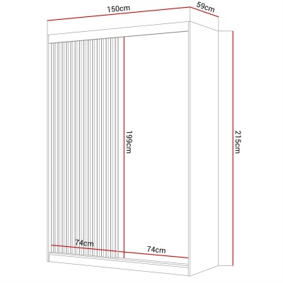 Szafa przesuwna dwudrzwiowa LAINA dąb artisan czarny mat Szafa przesuwna dwudrzwiowa LAINA dąb artisan czarny mat