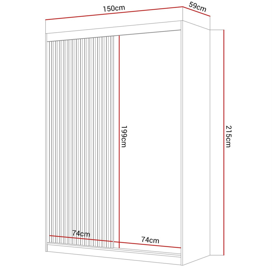 Szafa przesuwna dwudrzwiowa LAINA dąb artisan czarny mat Szafa przesuwna dwudrzwiowa LAINA dąb artisan czarny mat