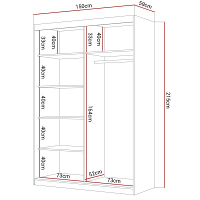 Szafa przesuwna dwudrzwiowa LAINA dąb artisan czarny mat Szafa przesuwna dwudrzwiowa LAINA dąb artisan czarny mat